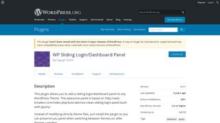 WP Sliding Login/Dashboard Panel | WordPress.org