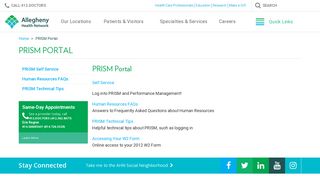 PRISM Portal | Allegheny Health Network