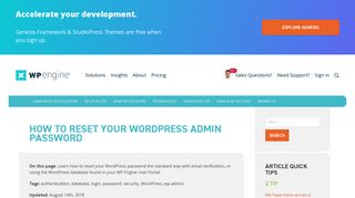 Reset WordPress Admin Password | WP Engine®