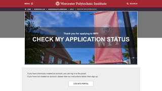 Check My Application Status | Apply | Undergraduate Admissions | WPI