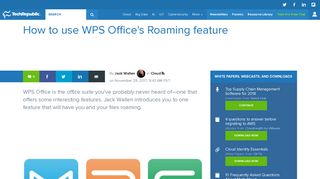How to use WPS Office's Roaming feature - TechRepublic