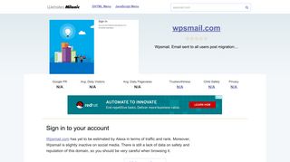 Wpsmail.com website. Sign in to your account.