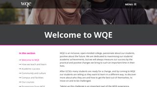Welcome to WQE - Wyggeston & Queen Elizabeth I College