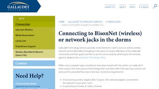 Connecting to BisonNet (wireless) or network jacks in the dorms ...