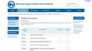 Online Courses (Waterloo Region District School Board)
