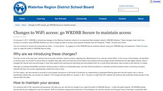 Changes to WiFi access: go WRDSB Secure to maintain access ...