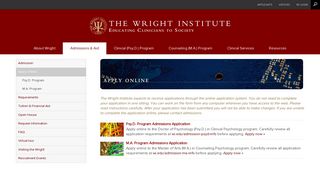 Online Admission Application | The Wright Institute