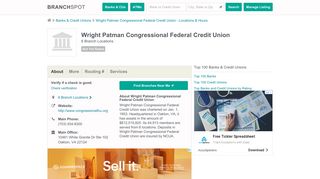 Wright Patman Congressional FCU - 6 Locations, Hours, Phone ...