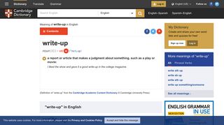 WRITE-UP | definition in the Cambridge English Dictionary
