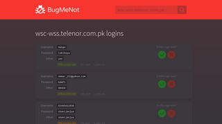 wsc-wss.telenor.com.pk logins - BugMeNot