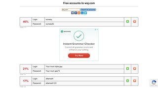 wsj.com - free accounts, logins and passwords
