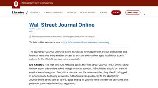 Wall Street Journal Online | Indiana University Libraries