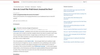 How to read The Wall Street Journal for free - Quora