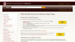Brown University Library | Wall Street Journal Help Page