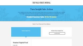 Student Summer Sale: : $1 for 15 weeks - The Wall Street Journal