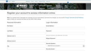WSSC User Registration - My WSSC Water Login