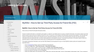 MyWSU - How to Set Up Third Party Access for Friend IDs (FID ...