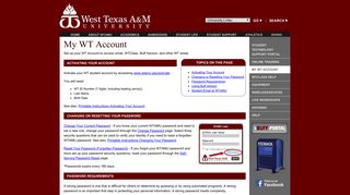My WT Account - Student Technology Support Portal - West Texas ...