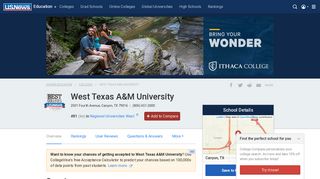 West Texas A&M University - Profile, Rankings and Data | US News ...