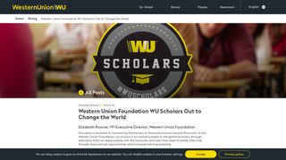 Western Union Foundation WU Scholars Out to Change the World ...
