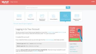 Logging in to Your Account - Wufoo Help Center