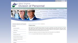 Credit Union - WV Division of Personnel - WV.gov