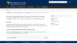 Access DegreeWorks Through The WVU Portal