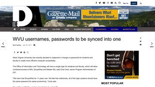 WVU usernames, passwords to be synced into one | | thedaonline.com