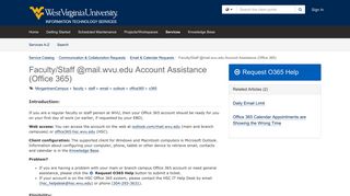 Faculty/Staff @mail.wvu.edu Account Assistance (Office 365)