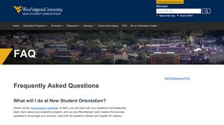FAQ | New Student Orientation | West Virginia University