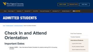 Check In and Attend Orientation - Undergraduate Admissions at WVU