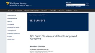 SEI Surveys | Information Technology Services | West Virginia University