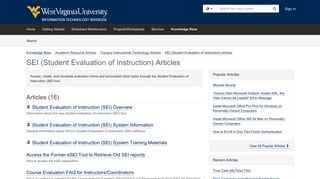Knowledge Base - SEI (Student Evaluation of Instruction) Articles