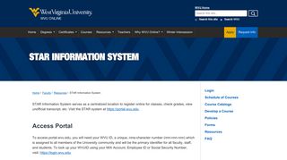 WVU Online Faculty Resources STAR Information System | WVU Online