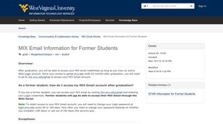 MIX Email Information for Former Students - Use TeamDynamix