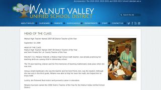 Head of the Class - Walnut Valley Unified School District