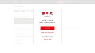 Netflix says 'Unable to connect to Netflix.' - Netflix Help Center