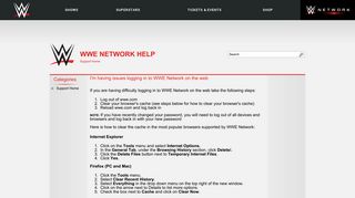 I'm having issues logging in to WWE Network on the web