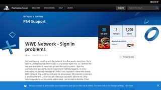 WWE Network - Sign in problems - PlayStation Forum
