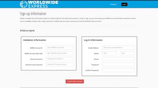 Sign-up Information - Worldwide Express