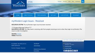 myWestern Login Issues - Resolved | ATUS
