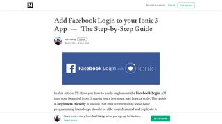 Add Facebook Login to your Ionic 3 App — The Step-by-Step Guide