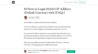 10 How to Login 10.0.0.1 IP Address (Default Gateway) with [FAQs]
