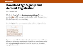 Download 2go: Full Account Registration and Sign Up - Awajis