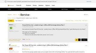 Power BI Free trial - unable to log in -Office 365... - Microsoft ...