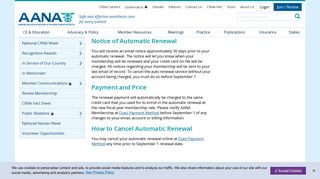 Membership Automatic Renewal Policy - AANA