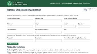 Anderson Brothers Bank Personal Online Banking Application