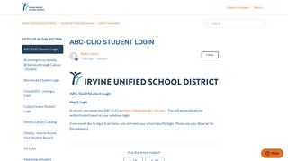 ABC-CLIO Student Login – Irvine Unified School District
