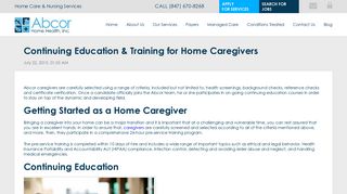 Continuing Education & Training for Home Caregivers | Abcor Home ...