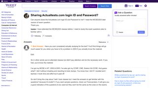Sharing Actualtests.com login ID and Password? | Yahoo Answers